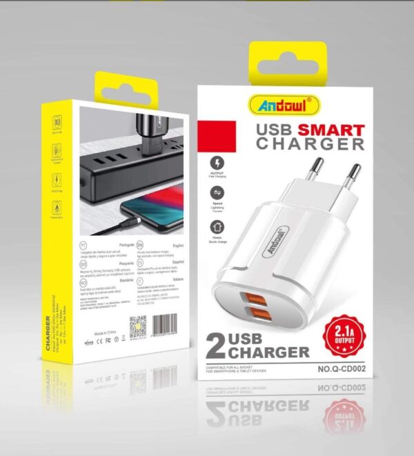 Caricabatterie da Rete Fissa Fast Charger 2,4A 12w 2x USB